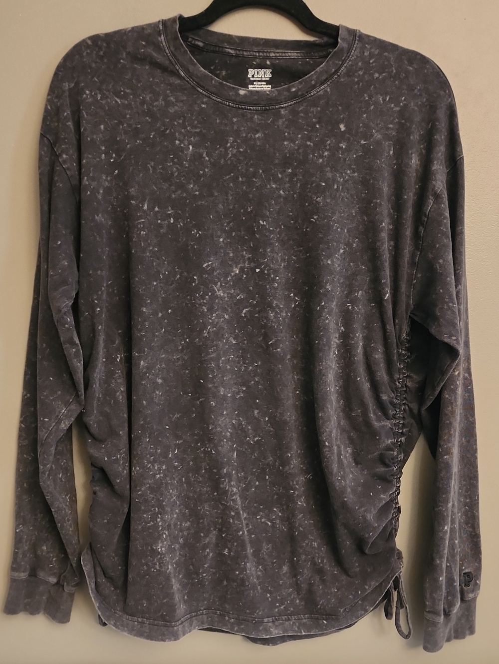 PINK Victoria's Secret Mineral Wash Long Sleeve Shirt - Charcoal - Picture 1 of 16